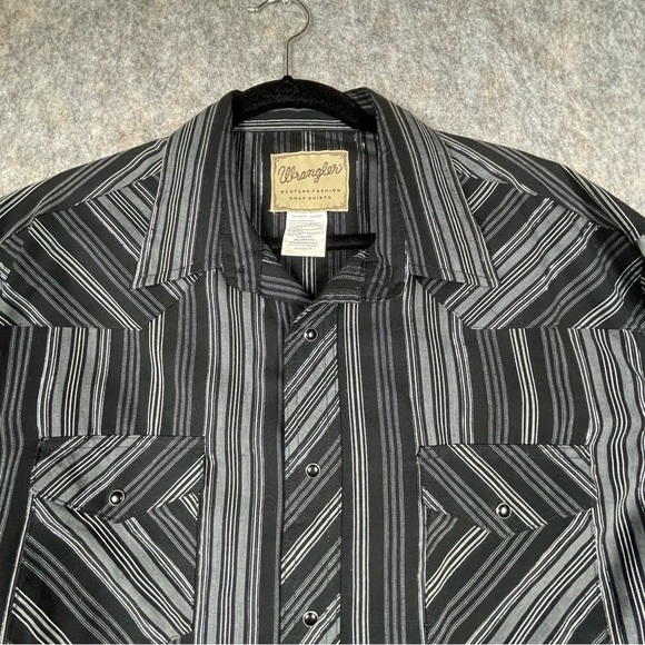 Wrangler Black Pearl Snap Striped Western Rodeo Cowboy Stylish Shirt - Sz 2XL - Picture 12 of 15
